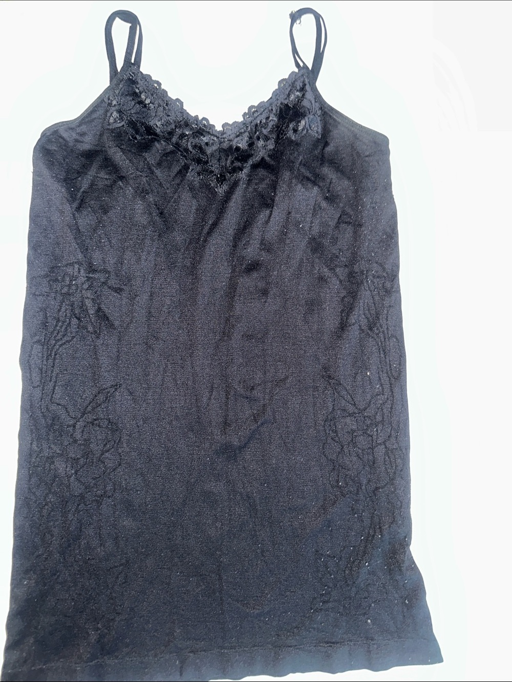 Womens OS Black Lace Trim Camisole Top